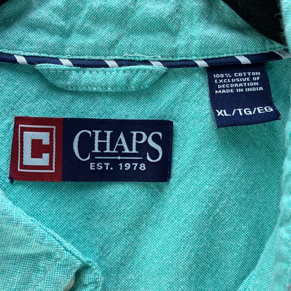 **SOLD**Chaps Mens Shirt Extra Large Teal Oxford Button Down 100% Cotton Pocket - Picture 11 of 11